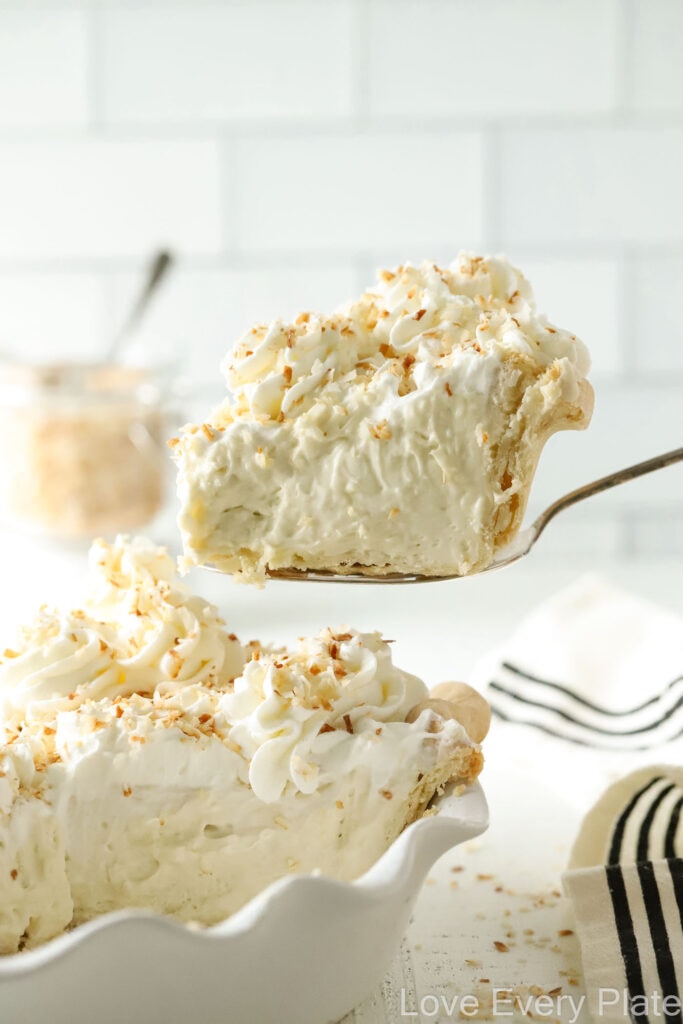 slice of coconut cream pie