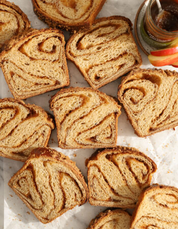 top view of apple babka slices