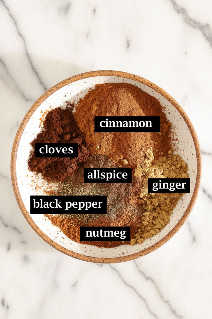 top view of a plate of assorted spices