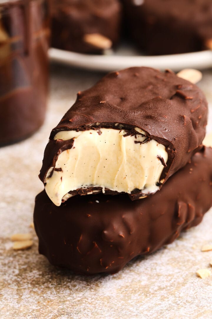 Vanilla and Chocolate Homemade Ice Cream Bars • Now Cook This!