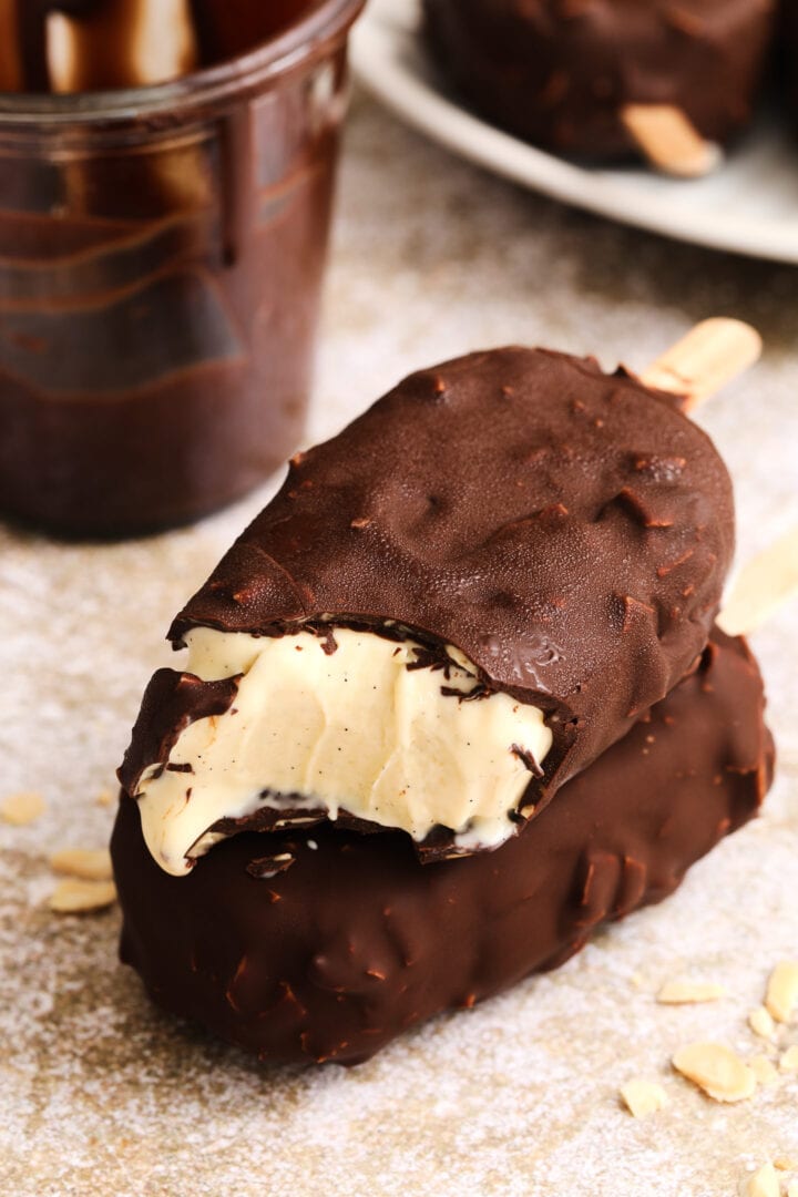 Vanilla and Chocolate Homemade Ice Cream Bars • Now Cook This!