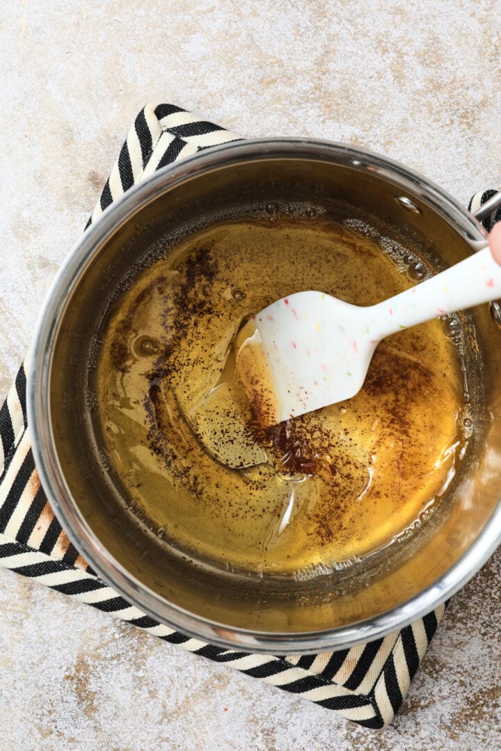 clear butter that has been browned in a silver saucepan.